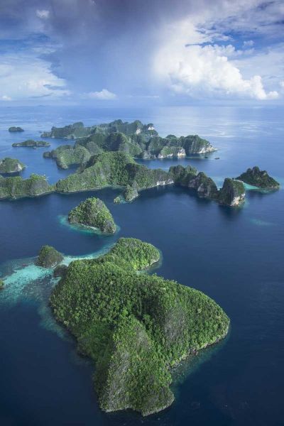 Indonesia, West Papua Aerial of Raja Ampat